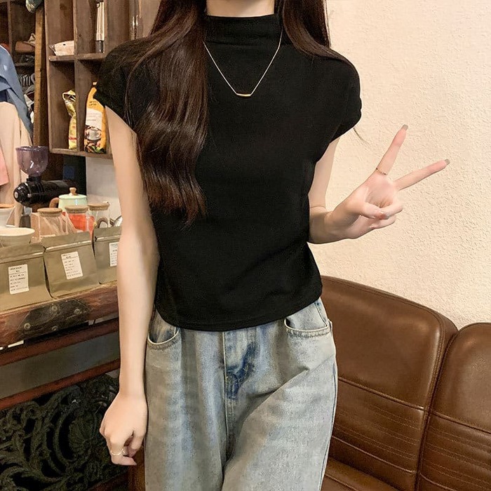 骨格ウェーブ服ハイネックカラーニットトップス