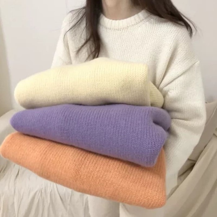 骨格ウェーブ服ニュアンスカラーニットトップス