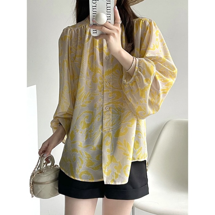骨格ウェーブ服シアーブラウストップス
