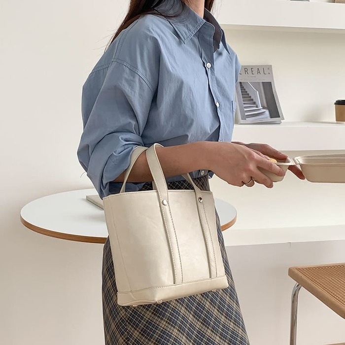 2色トップハンドルバッグ 骨格ウェーブ服