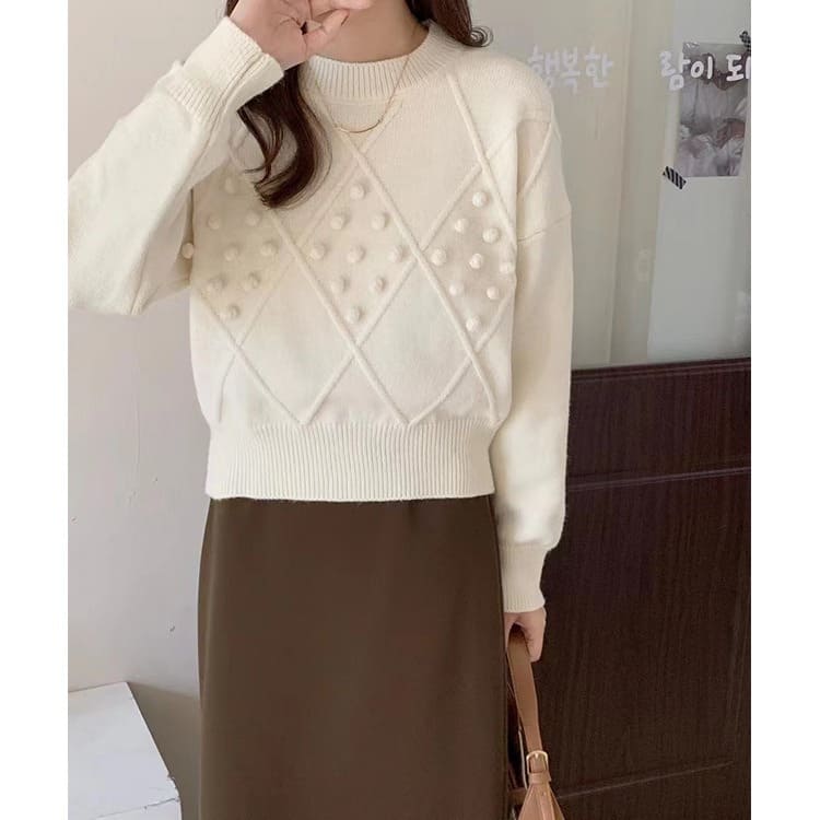 骨格ウェーブ服ケーブル編みニットトップス