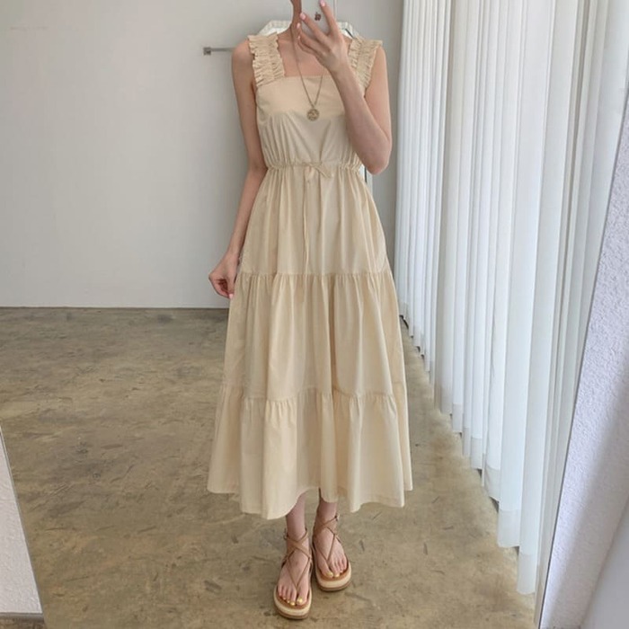 骨格ウェーブ服ティアードワンピース