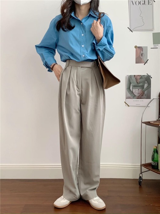 骨格ウェーブ服タックワイドパンツ