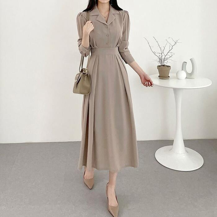 骨格ウェーブ服 ウエストマークワンピース