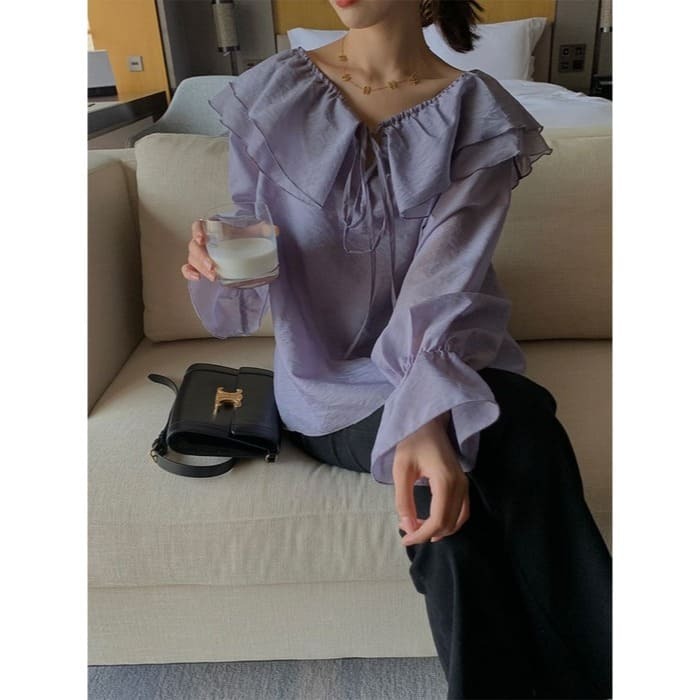 骨格ウェーブ服2wayオフショルブラウス