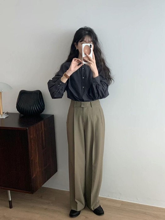 骨格ウェーブ服ハイウエストワイドパンツ