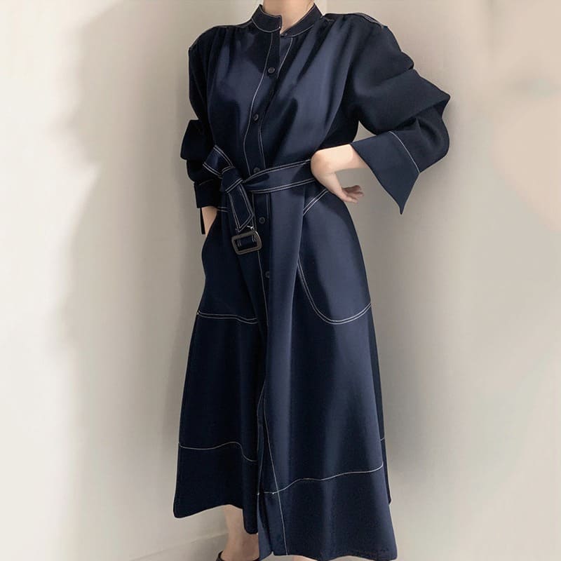 骨格ウェーブ 2wayロングワンピース