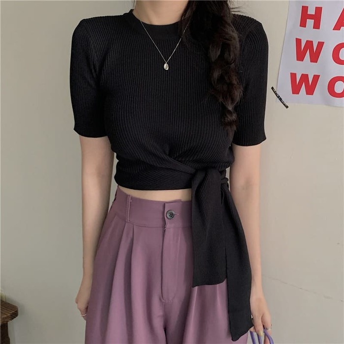 骨格ウェーブ服カラーTシャツトップス