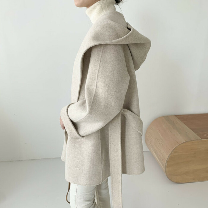 骨格ウェーブ服ベルト付きビックカラーアウターコート コート|骨格