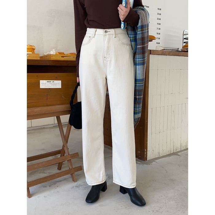 骨格ウェーブハイウエストストレートパンツ