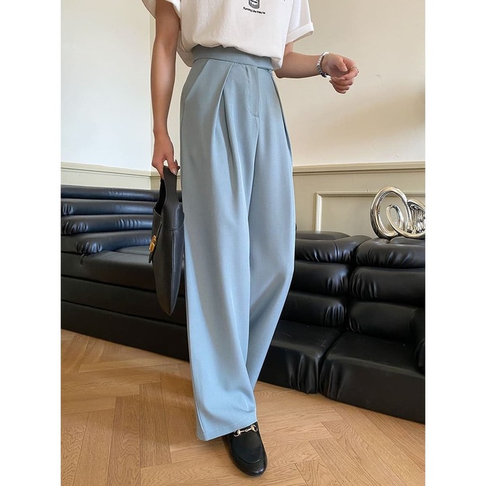 骨格ウェーブ服カラータックワイドパンツ