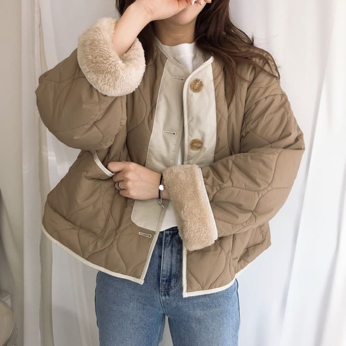 骨格ウェーブ服2wayキルティングアウター