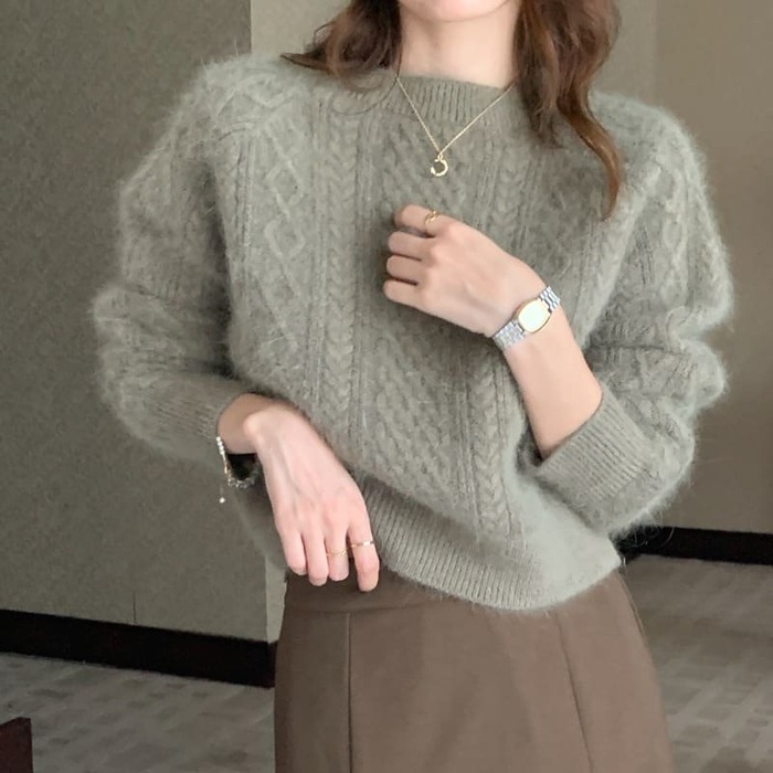 骨格ウェーブ服シンプルニットトップス