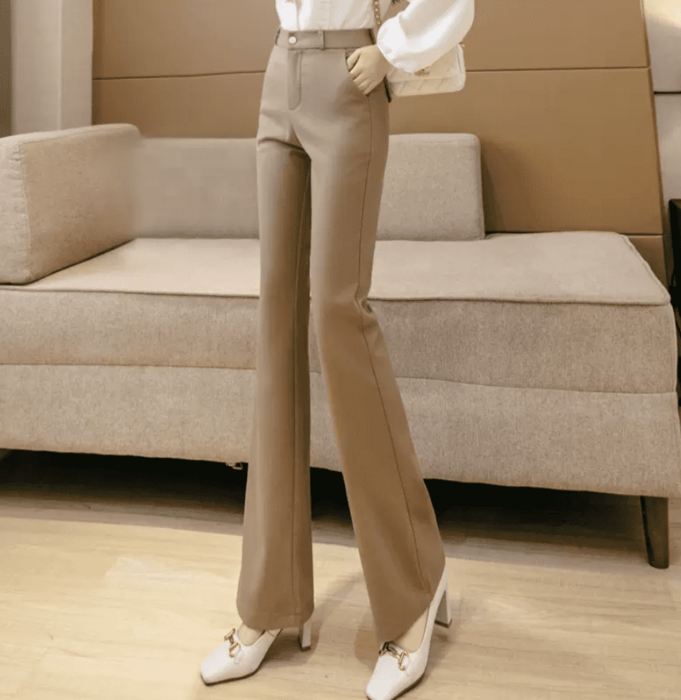 骨格ウェーブ服ハイウエストフレアパンツ