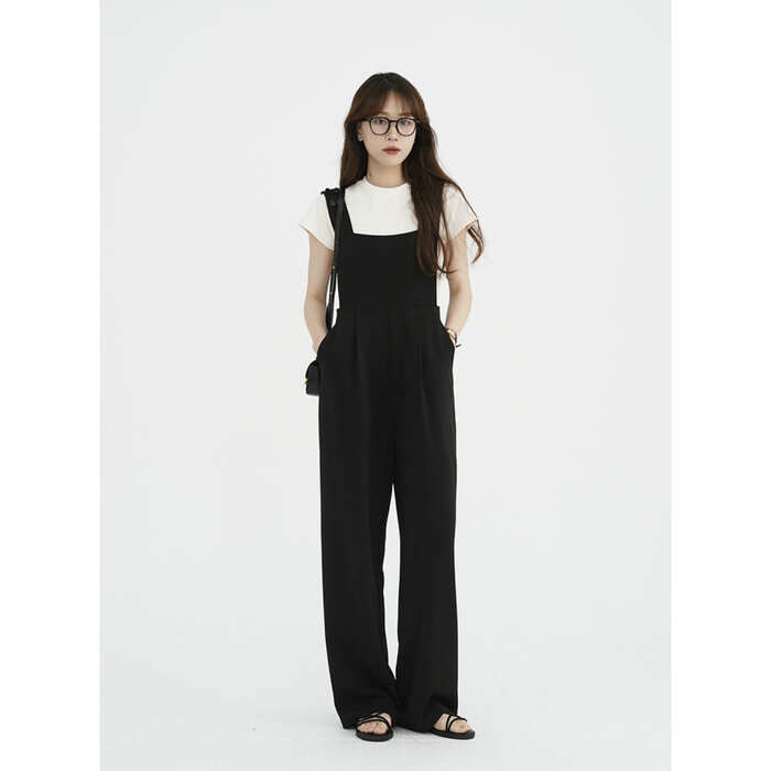 骨格ウェーブ服コンパクトサロペットパンツ