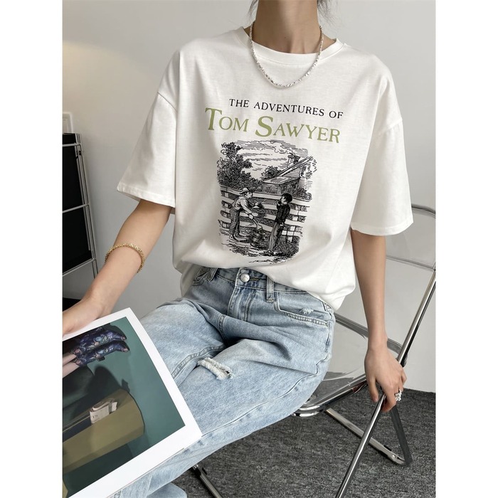 骨格ウェーブプリントTシャツ