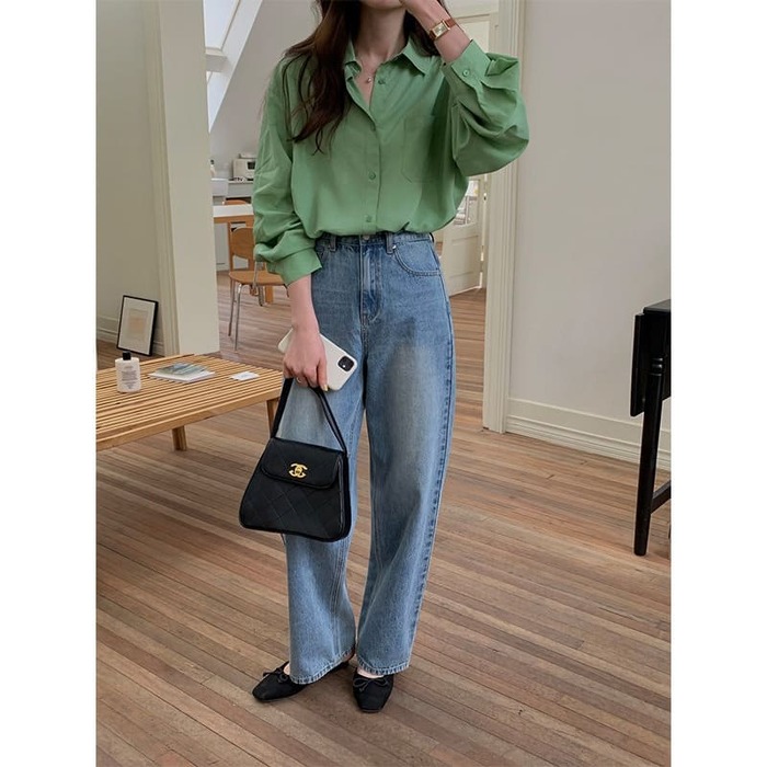 骨格ウェーブ服ハイウエストジーンズ