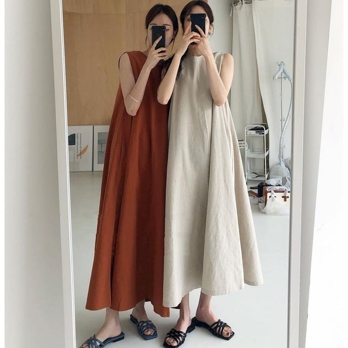 骨格ウェーブ服夏ノースリーブワンピース