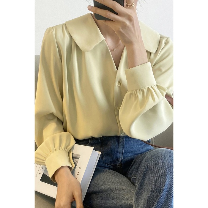 骨格ウェーブ服Vネックブラウストップス