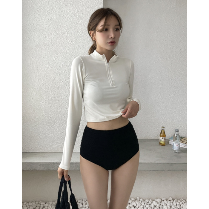 骨格ウェーブ服スリーピース長袖ビキニ