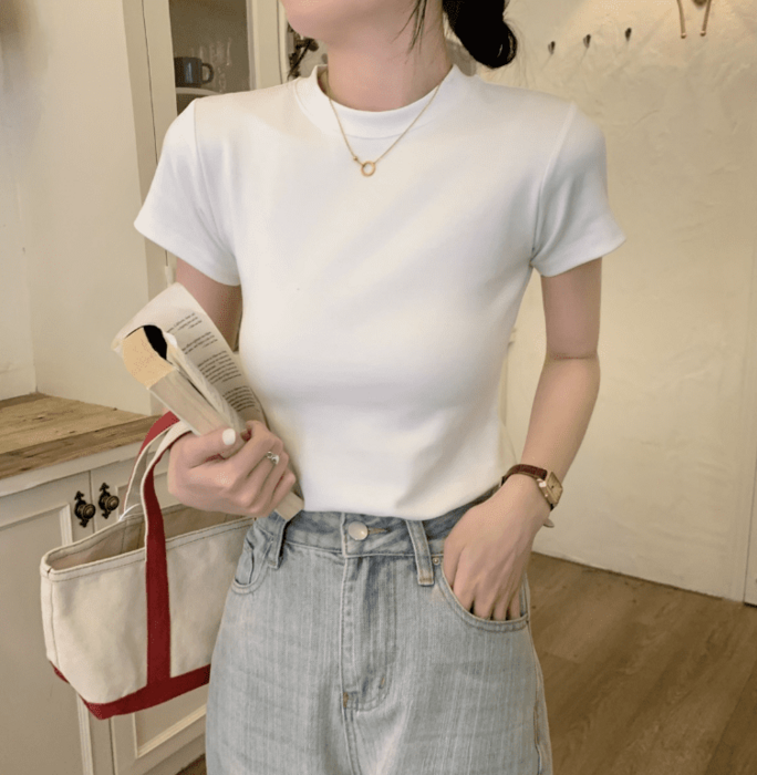 骨格ウェーブ服デイリーTシャツトップス
