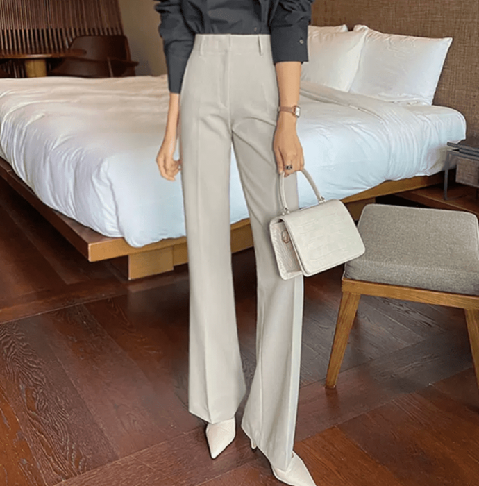 骨格ウェーブ服ハイウエストフレアパンツ