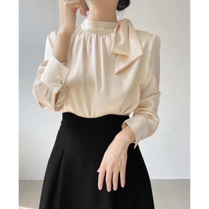 骨格ウェーブ服ハイネックブラウストップス