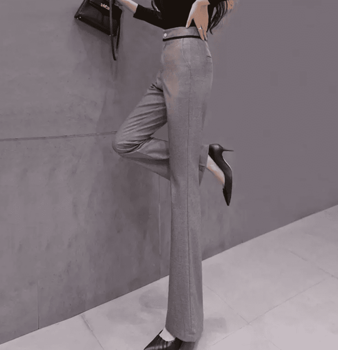 骨格ウェーブ服ハイウエストフレアパンツ
