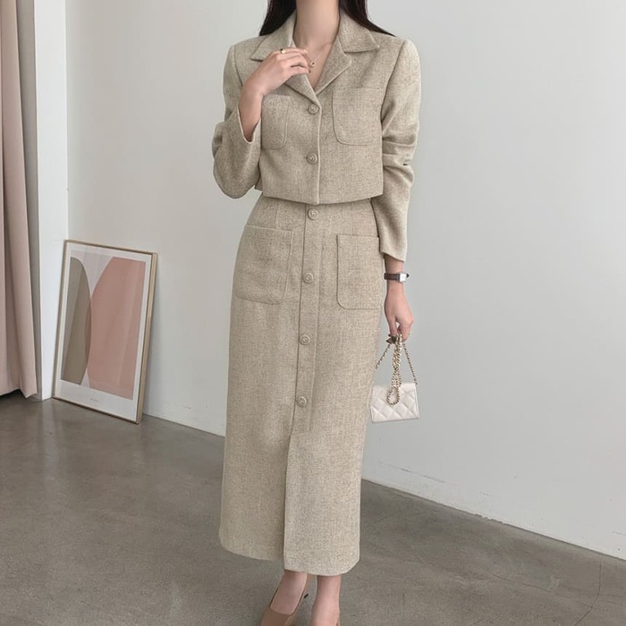骨格ウェーブ服 フィットシルエットセットアップ