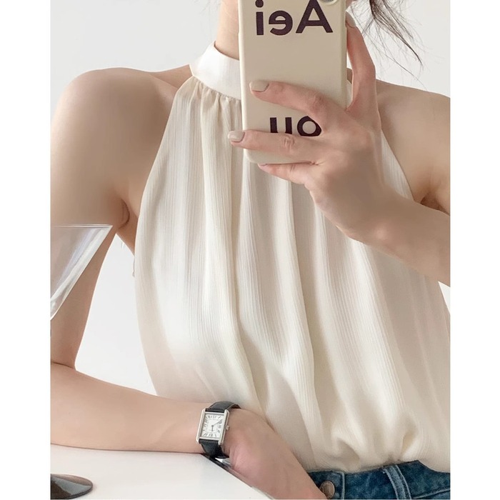 骨格ウェーブ服ホルターネックブラウストップス