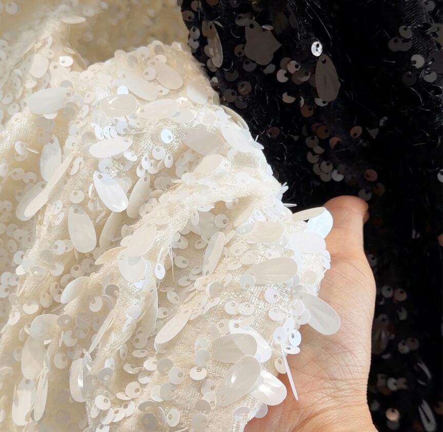 白コーデ きらきらスパンコール長袖トップス韓国風レディース