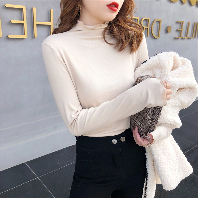 インナー白コーデとして抜群!フリル襟長袖インナーシャツ👔