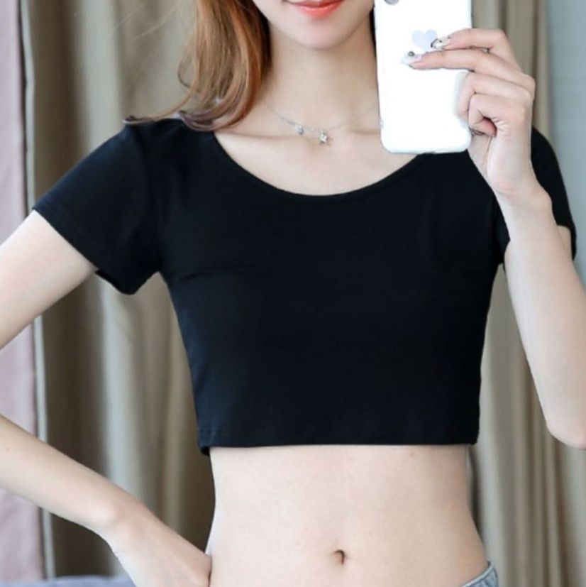 白コーデ なめらか美ライン ショートトップス