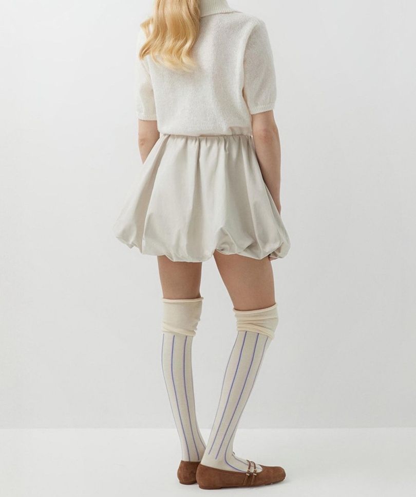 白コーデ クロップド丈ニットポロシャツ