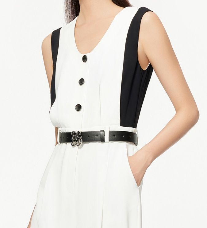 白コーデ バイカラーオールインワンパンツ