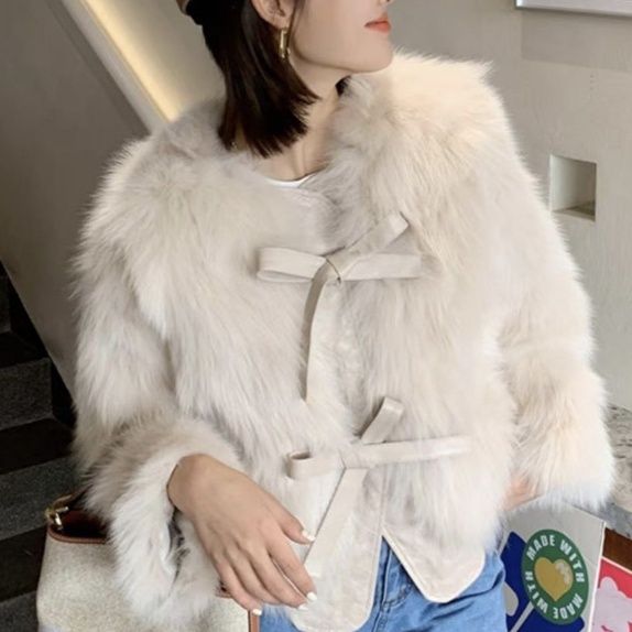 白コーデ 秋冬新作 ホワイト エコファーコート ふわふわ防寒アウター