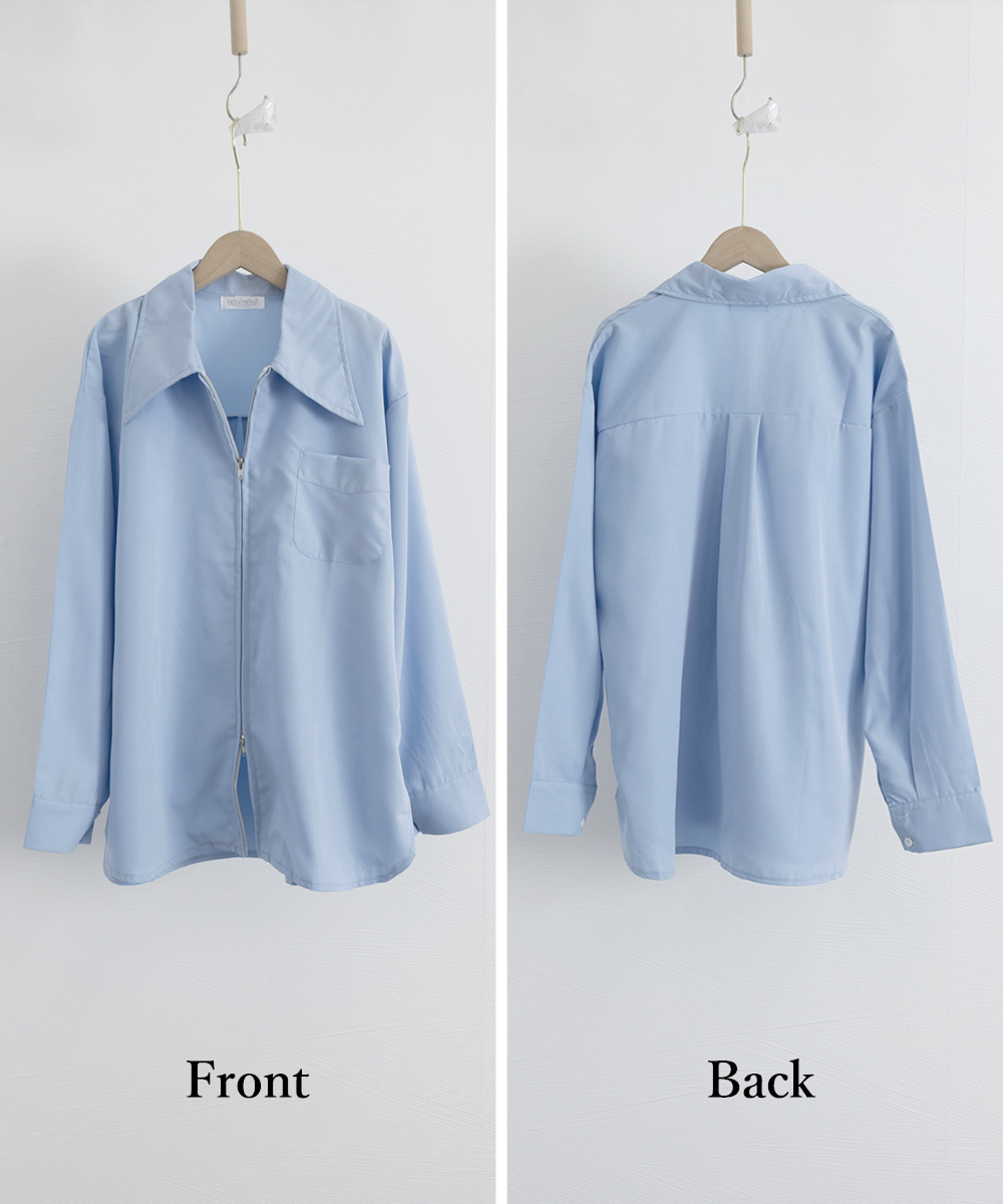 白コーデ ダブルジップ白シャツ 羽織りカーディガン