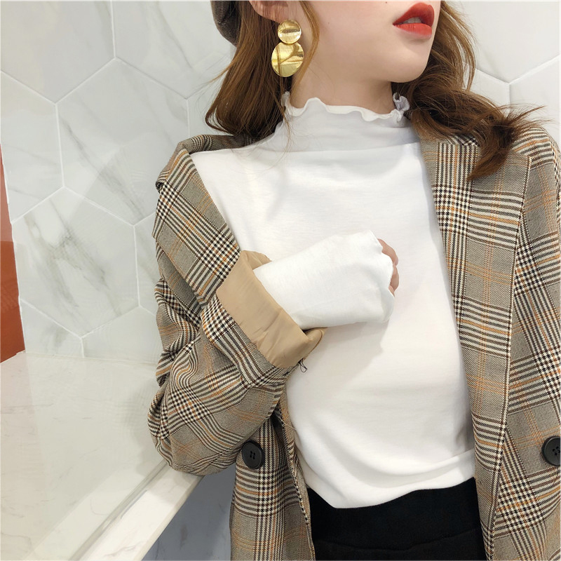 インナー白コーデとして抜群!フリル襟長袖インナーシャツ👔