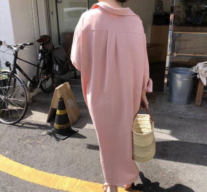 白ワンピース 春夏新作 白シャツワンピース ロング丈 体型カバー