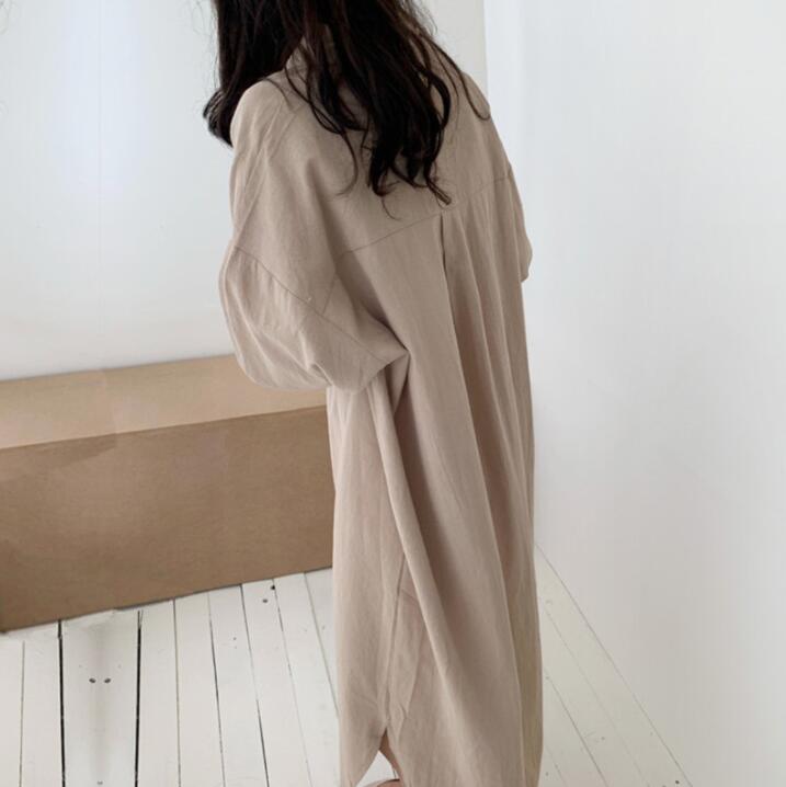 白ワンピース 春夏新作 白シャツワンピース ロング丈 体型カバー