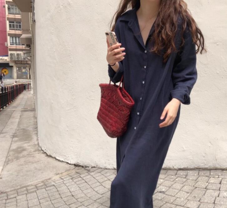 白ワンピース 春夏新作 白シャツワンピース ロング丈 体型カバー