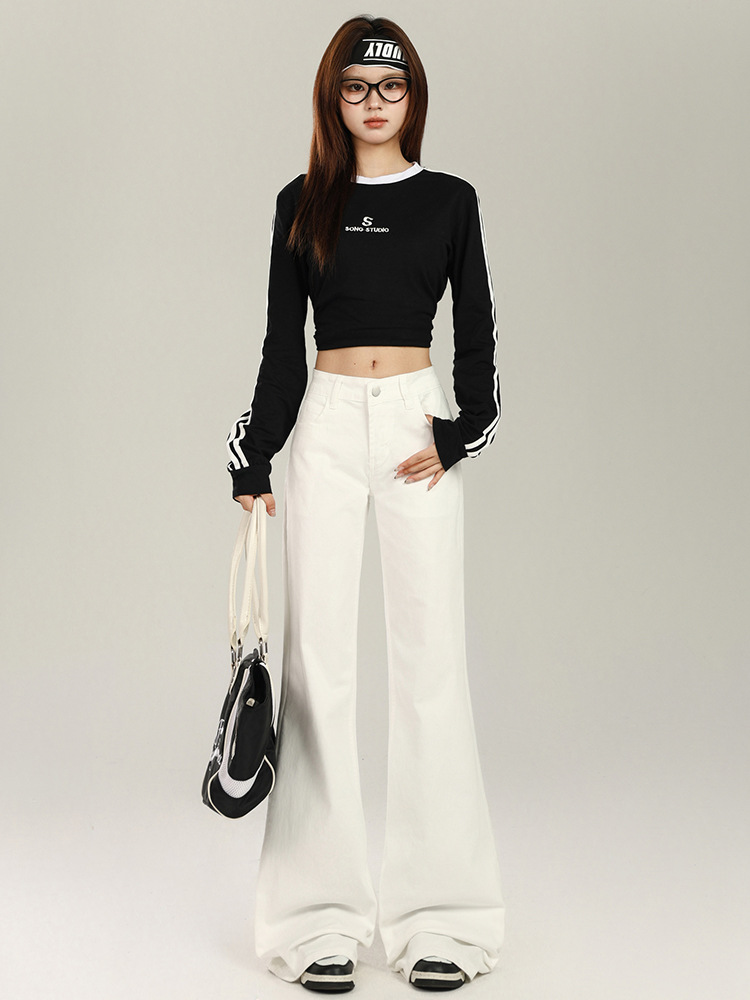 レディースワイドパンツ 美脚見せフレアシルエットデニムワイドパンツ