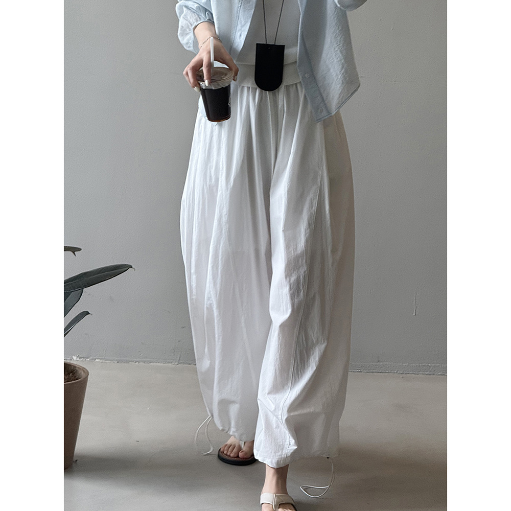 レディースワイドパンツ 風薫る麻素材のバルーンパンツ