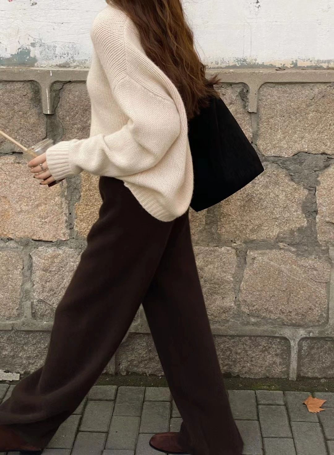 レディースワイドパンツ ゆったりシルエットストレートワイドパンツ