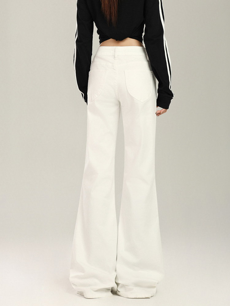 レディースワイドパンツ 美脚見せフレアシルエットデニムワイドパンツ