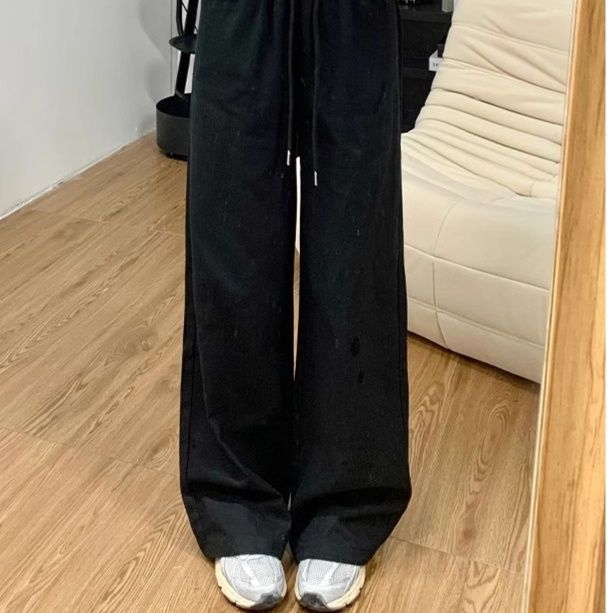レディースワイドパンツ ゆったり上質リネン風ストレートパンツ
