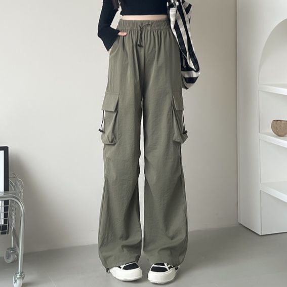 レディースワイドパンツ ゆったり楽ちんサイドポケットワイドパンツ