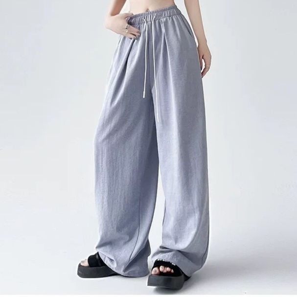 レディースワイドパンツ なめらか素材のドレープワイドパンツ