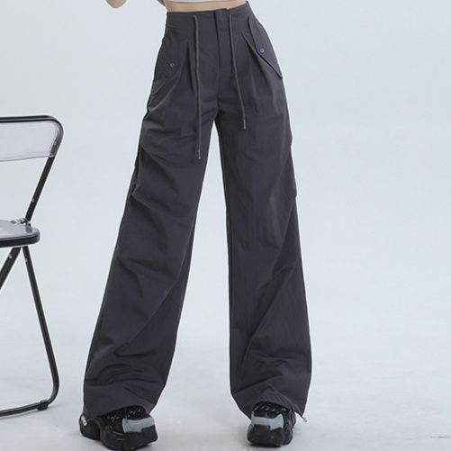 レディースワイドパンツ ゆったりタックハイウエストチノパンツ