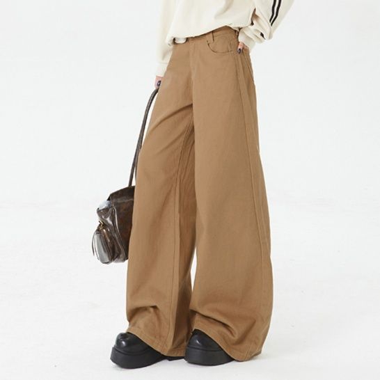レディースワイドパンツ ゆったりシルエットのベーシックパンツ